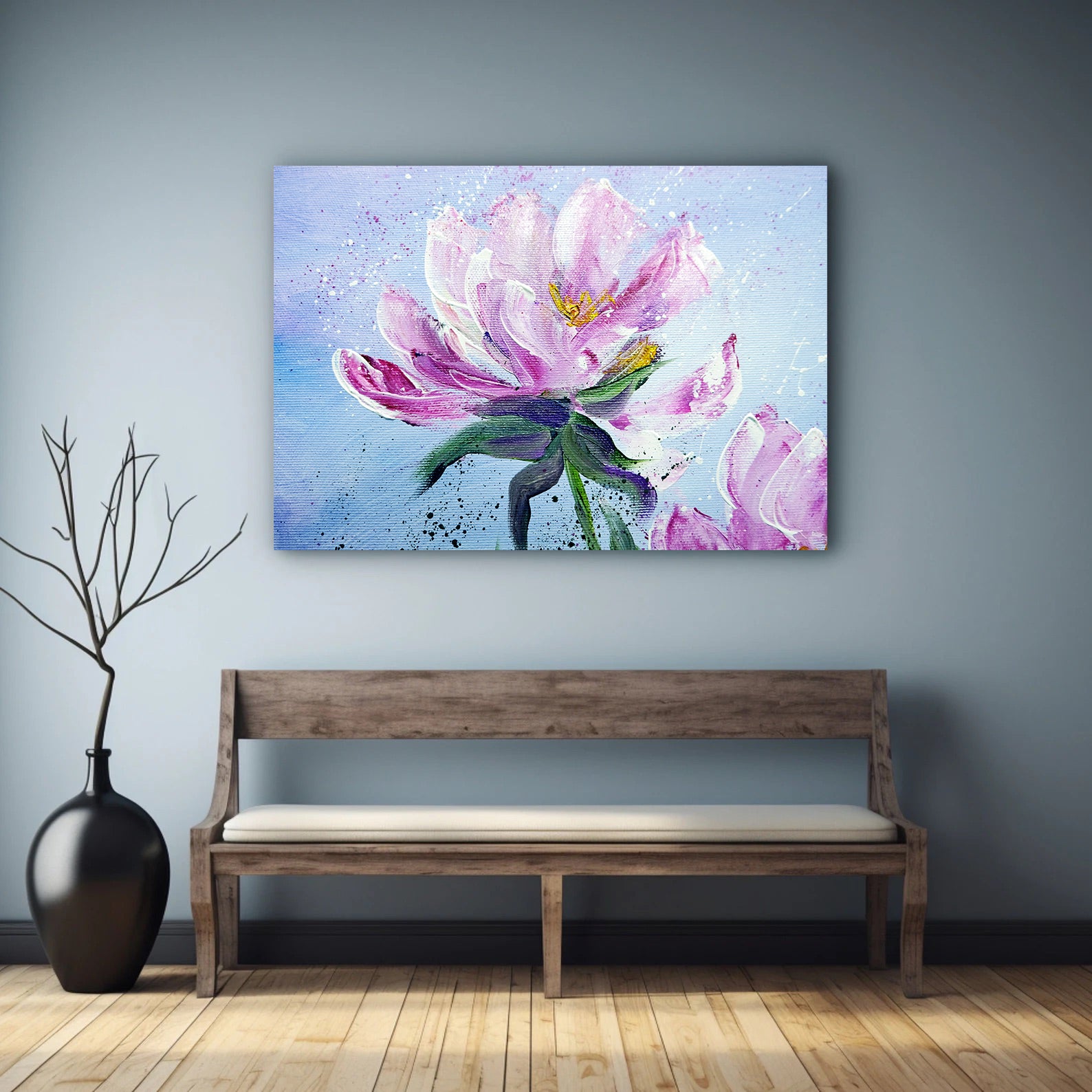 Peinture sur toile - Fleur rose