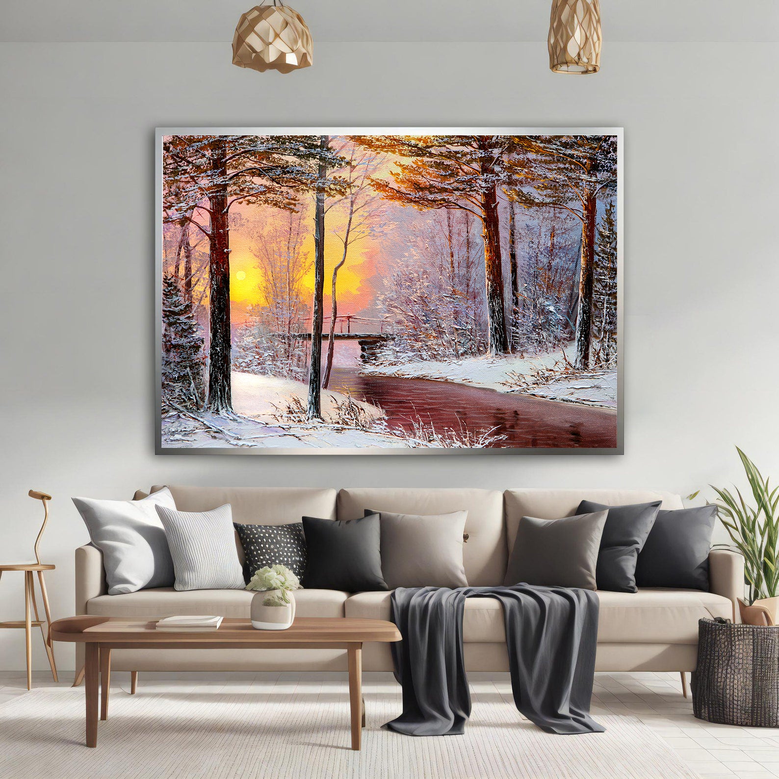 Peinture sur toile - Paysage d'hiver en forêt