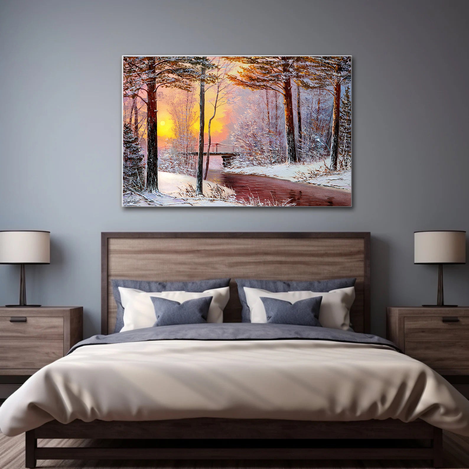 Peinture sur toile - Paysage d'hiver en forêt