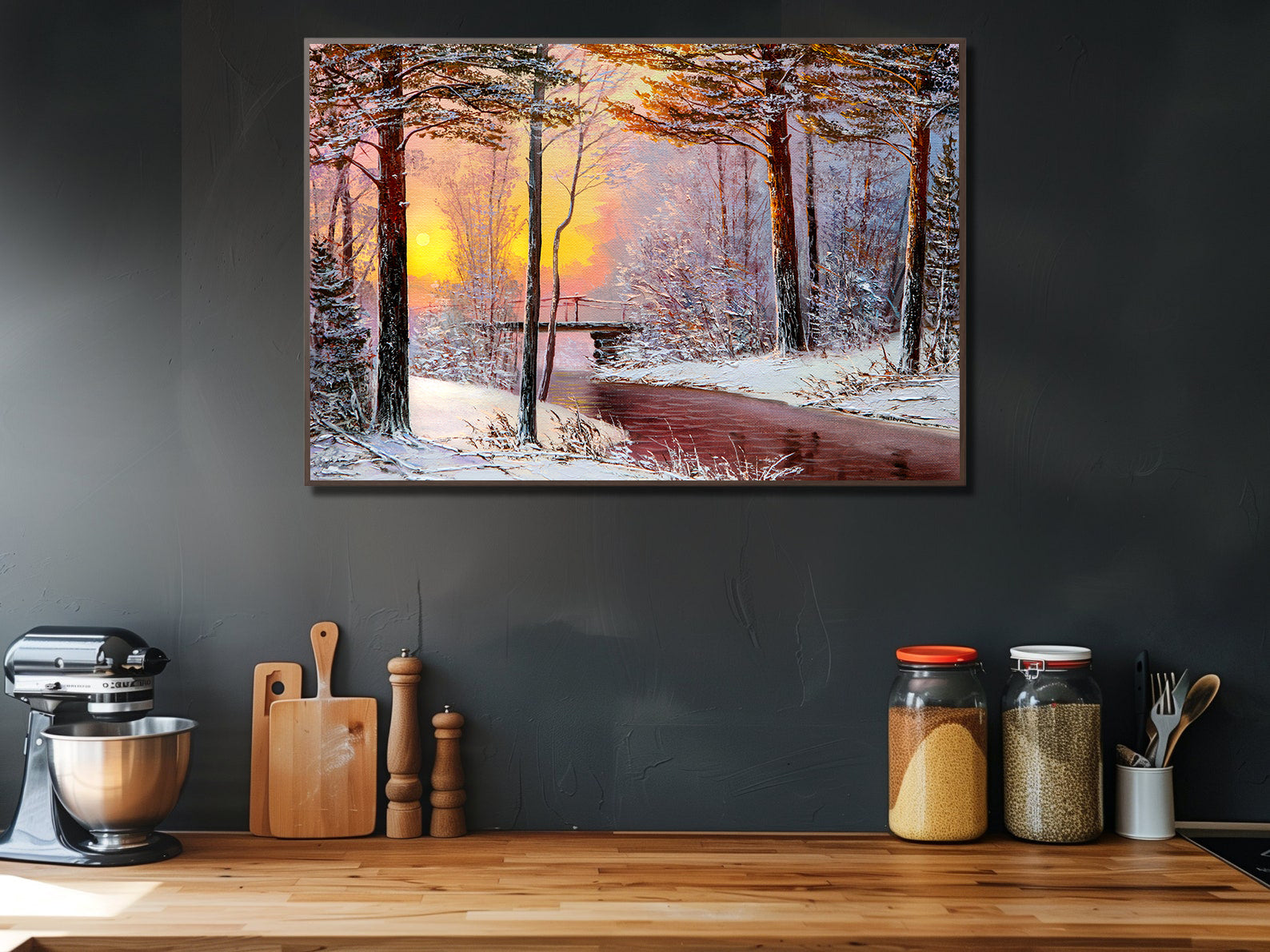 Peinture sur toile - Paysage d'hiver en forêt