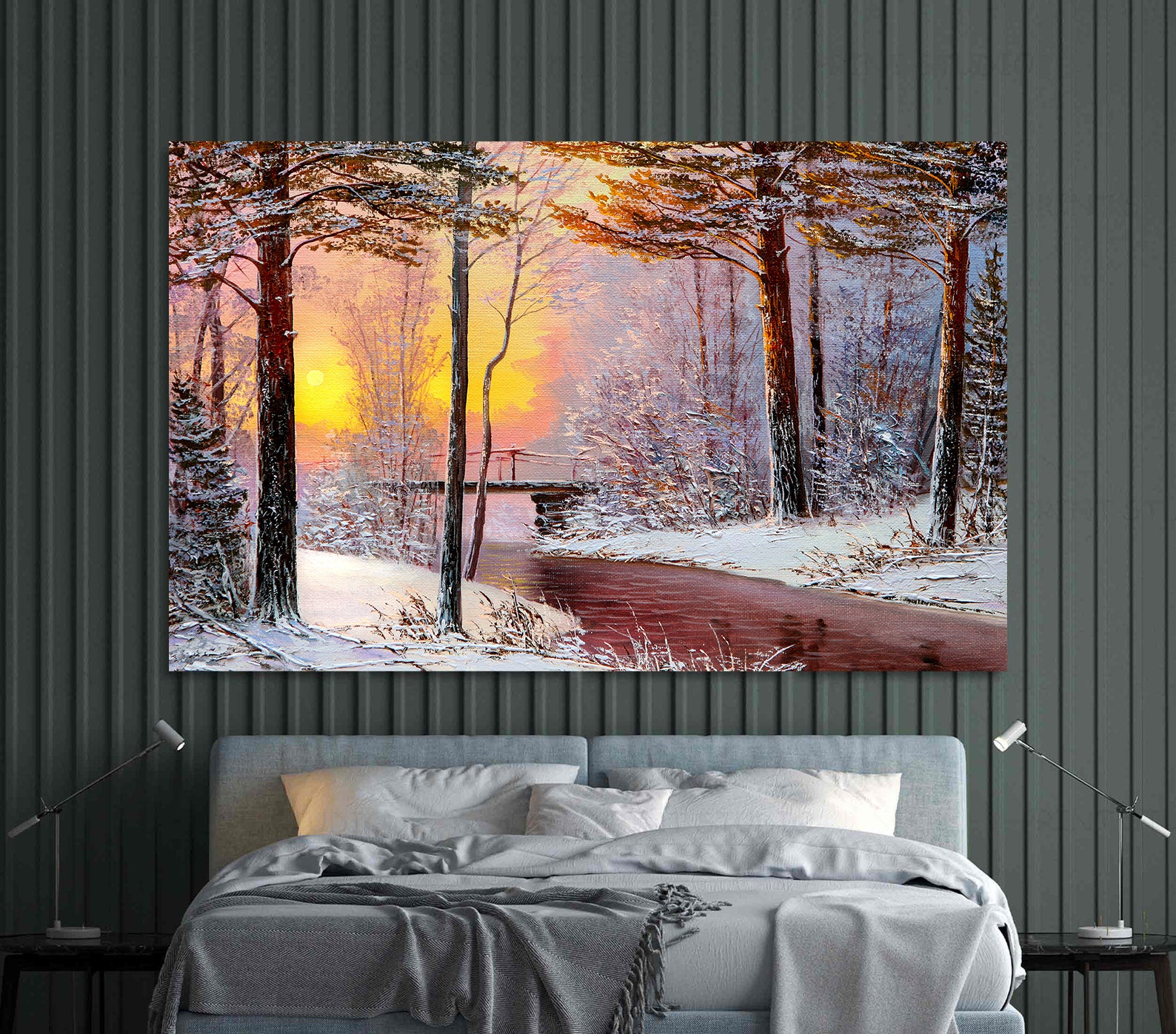 Peinture sur toile - Paysage d'hiver en forêt