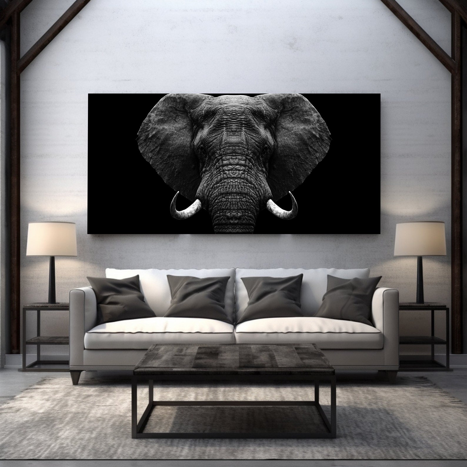 Tablou Canvas - Elefant Alb Negru