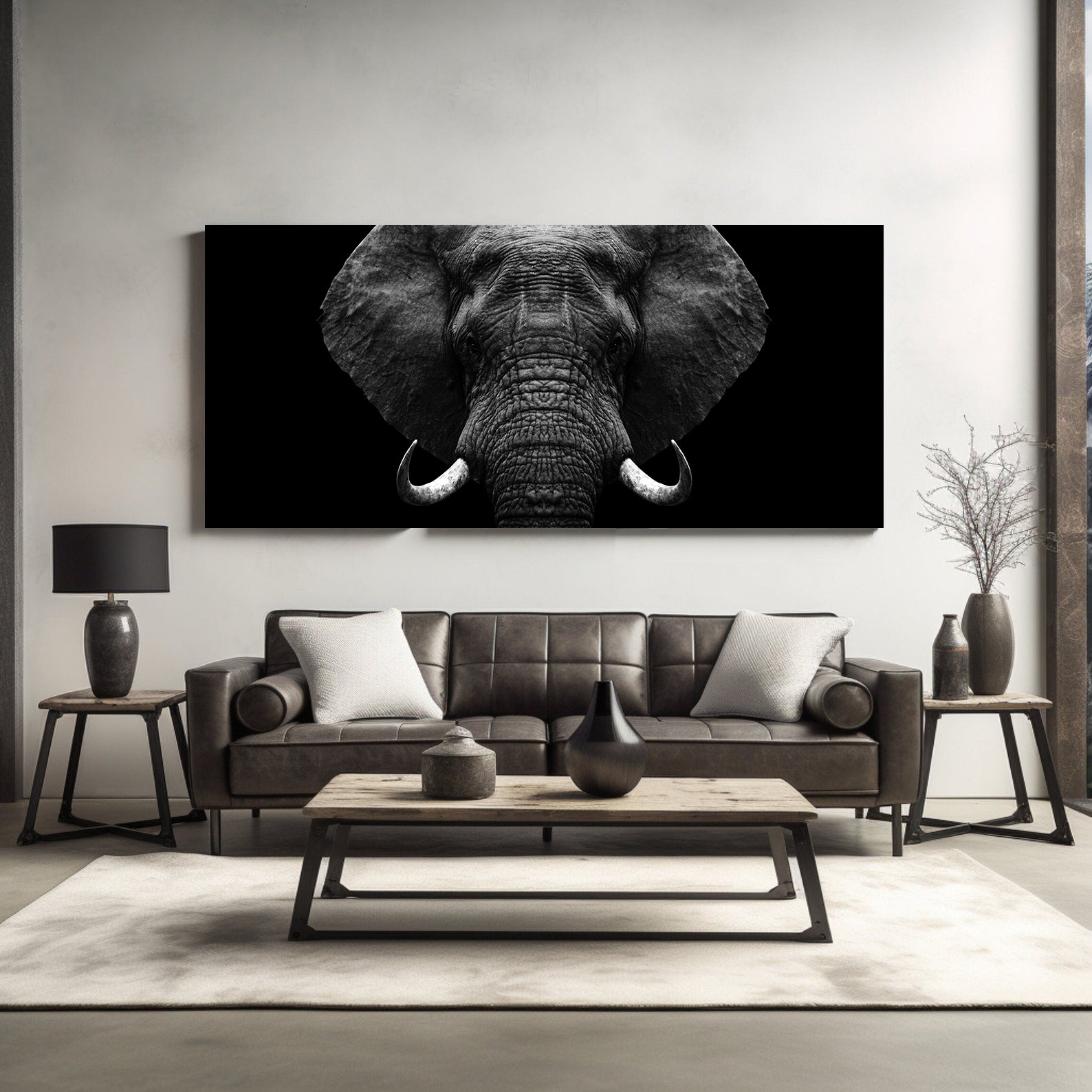 Tablou Canvas - Elefant Alb Negru