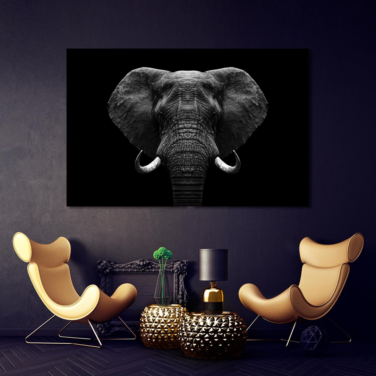 Tablou Canvas - Elefant Alb Negru