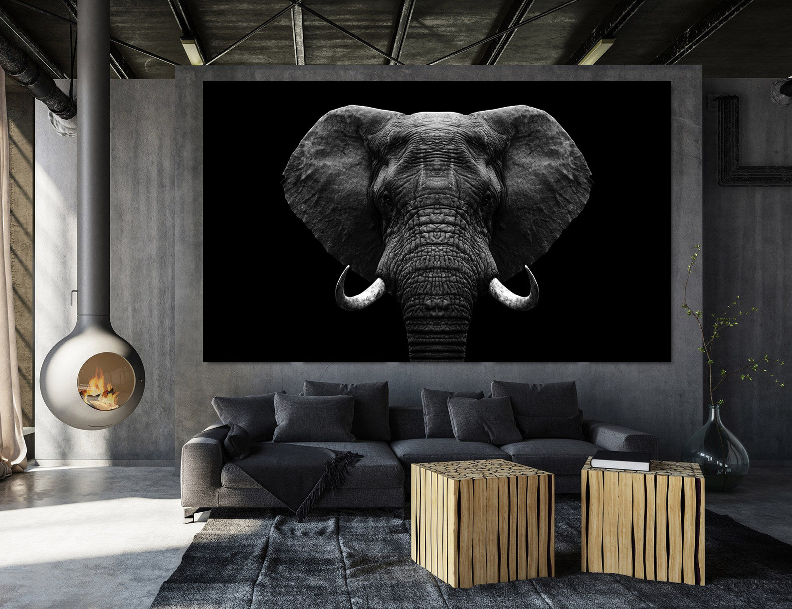 Tablou Canvas - Elefant Alb Negru