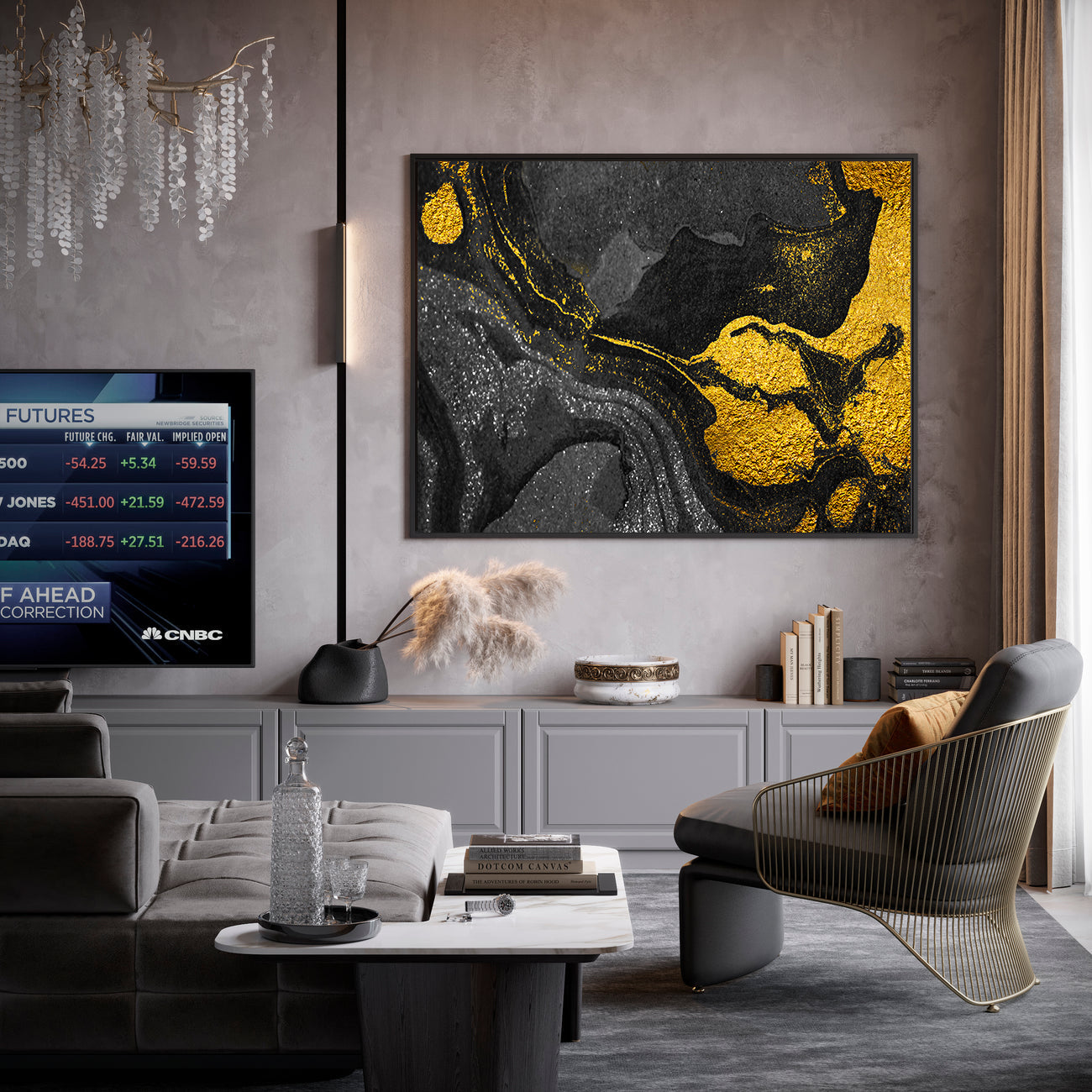 Tablou Canvas - Abstract Auriu și Negru