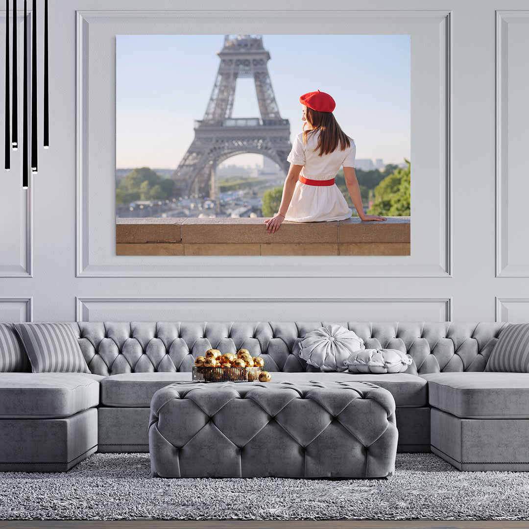 Tablou Canvas - Femeie la Turnul Eiffel