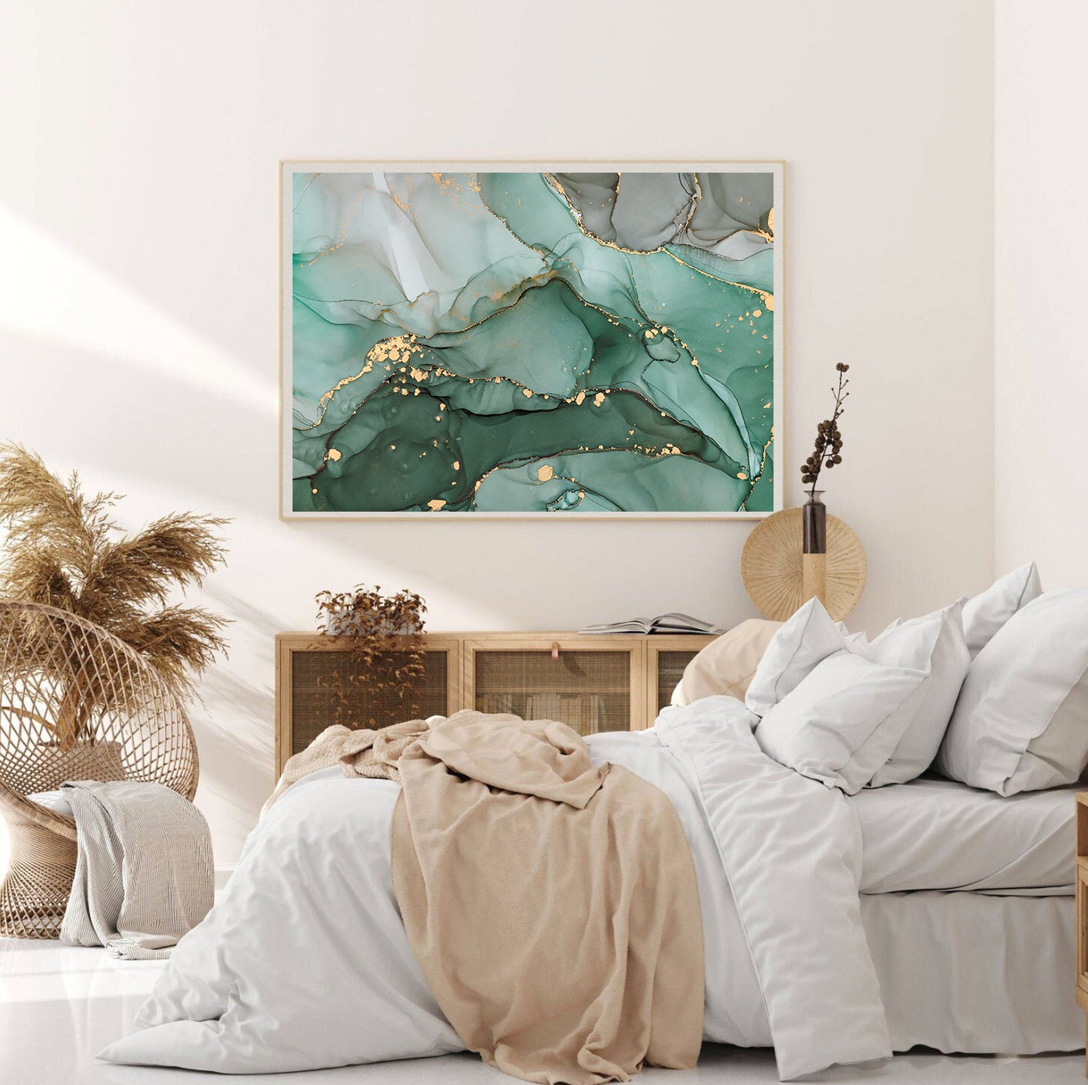 Tablou Canvas - Abstract Verde și Auriu