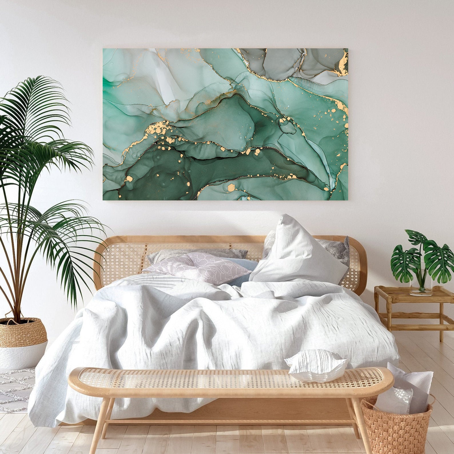 Tablou Canvas - Abstract Verde și Auriu