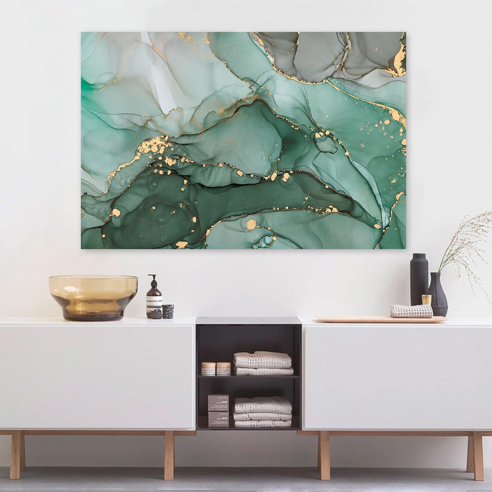 Tablou Canvas - Abstract Verde și Auriu