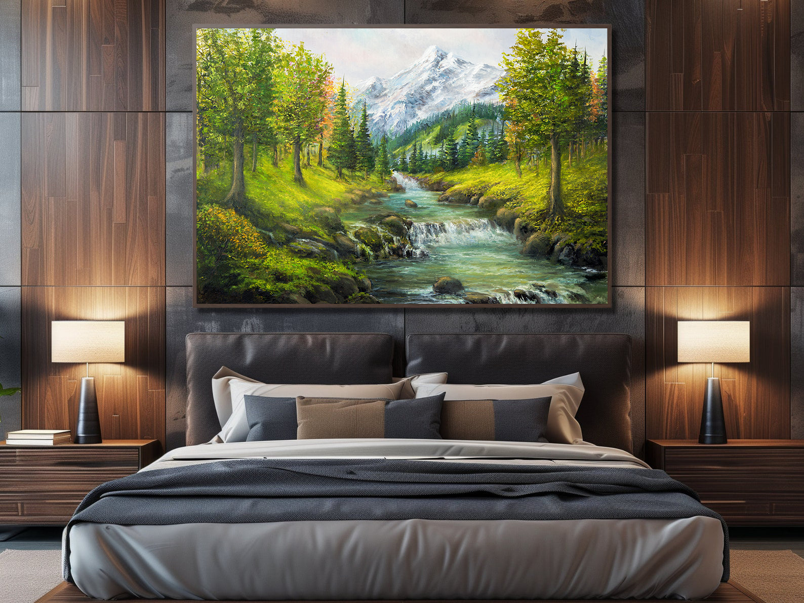 Tablou Canvas - Peisaj cu Pădure și Munți