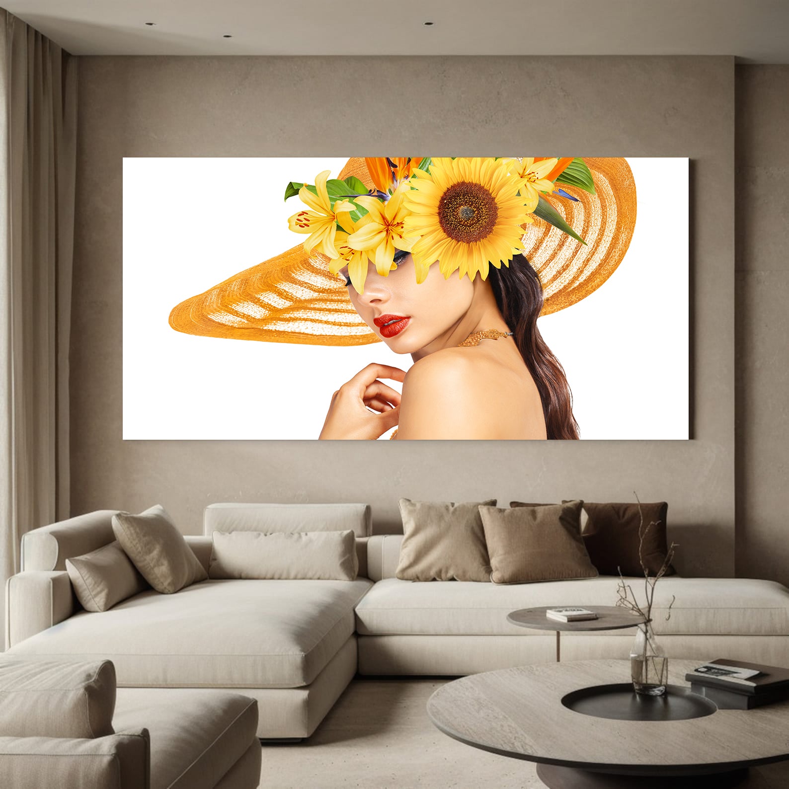 Peinture sur toile - Portrait de femme au chapeau