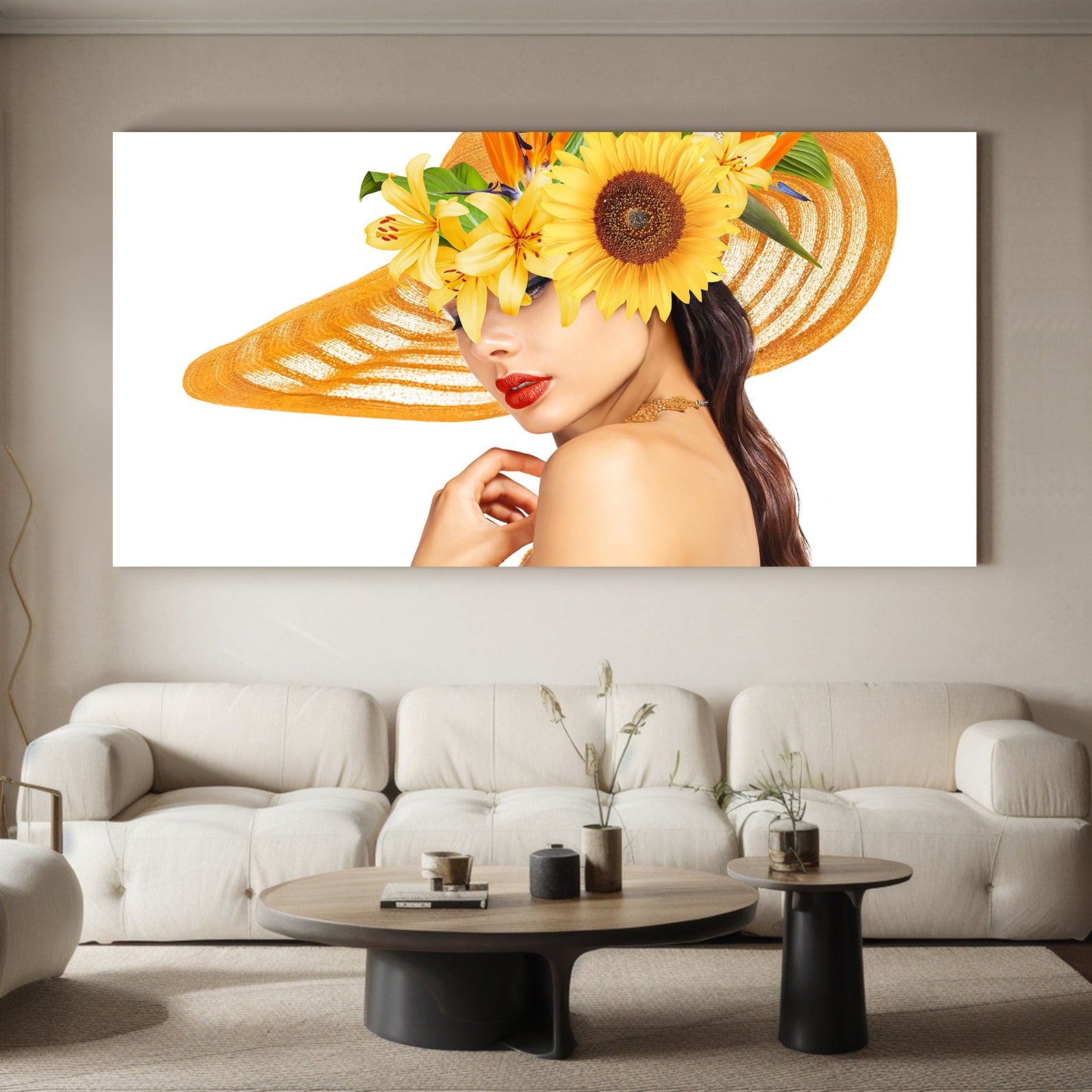 Peinture sur toile - Portrait de femme au chapeau