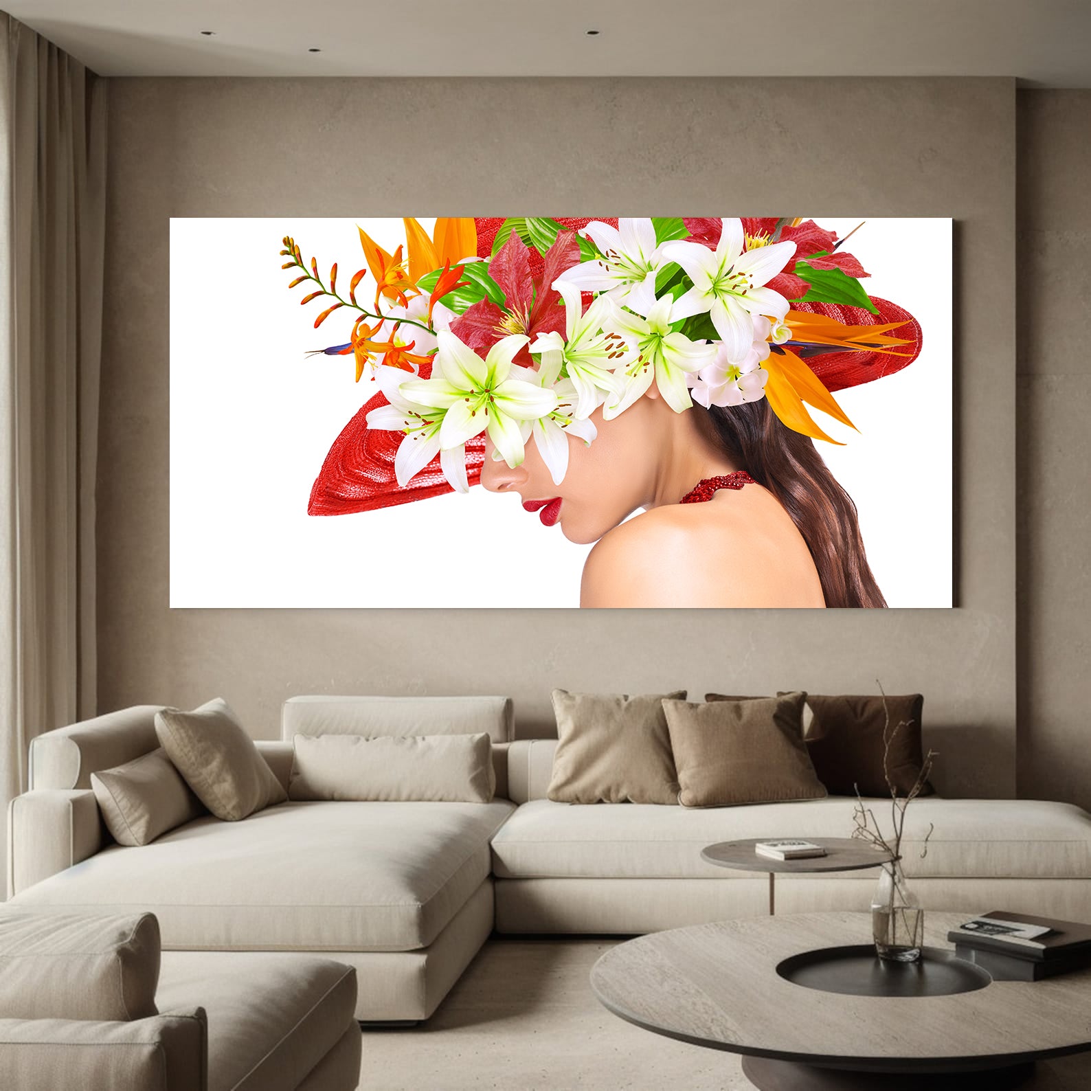 Peinture sur toile - Portrait de femme au chapeau