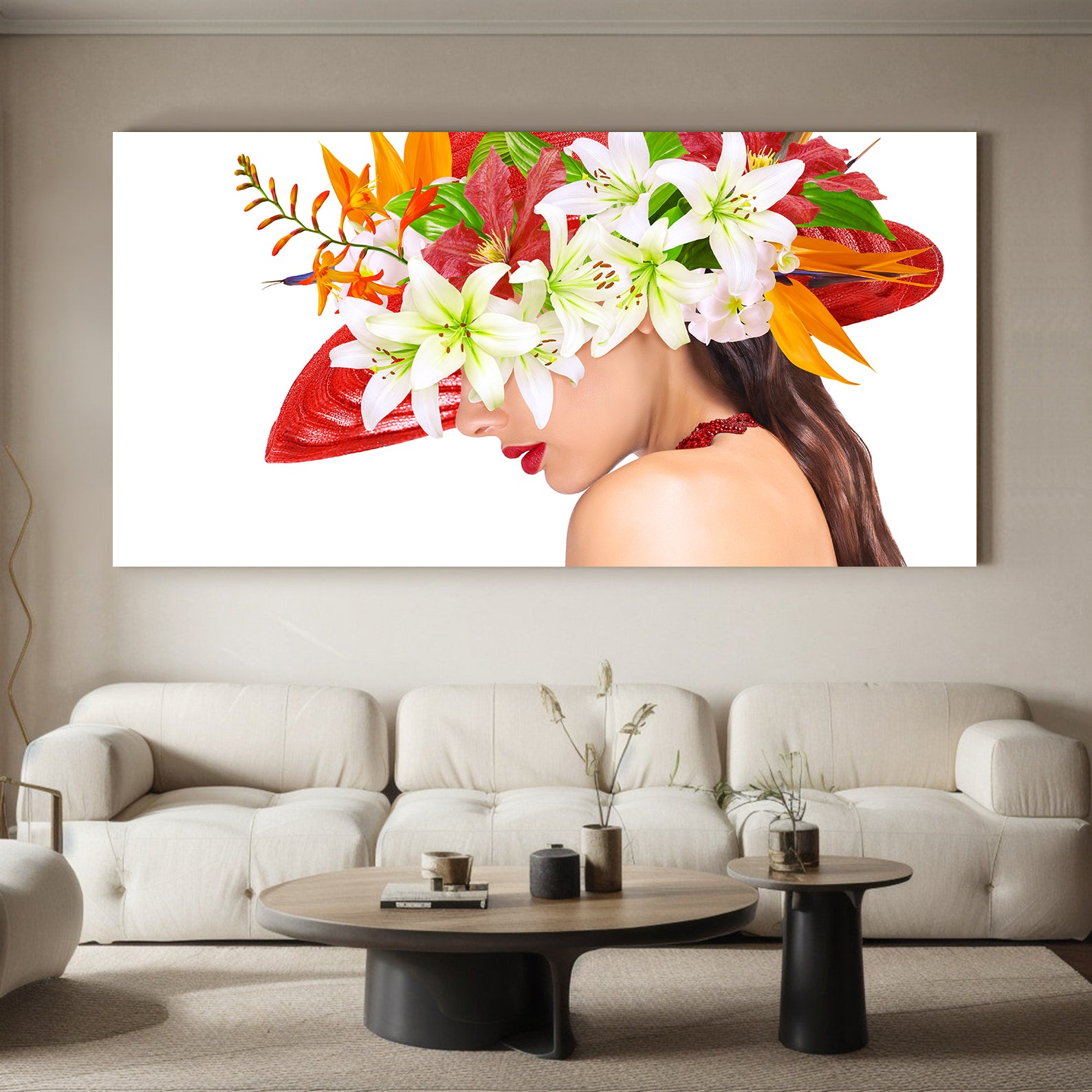 Peinture sur toile - Portrait de femme au chapeau