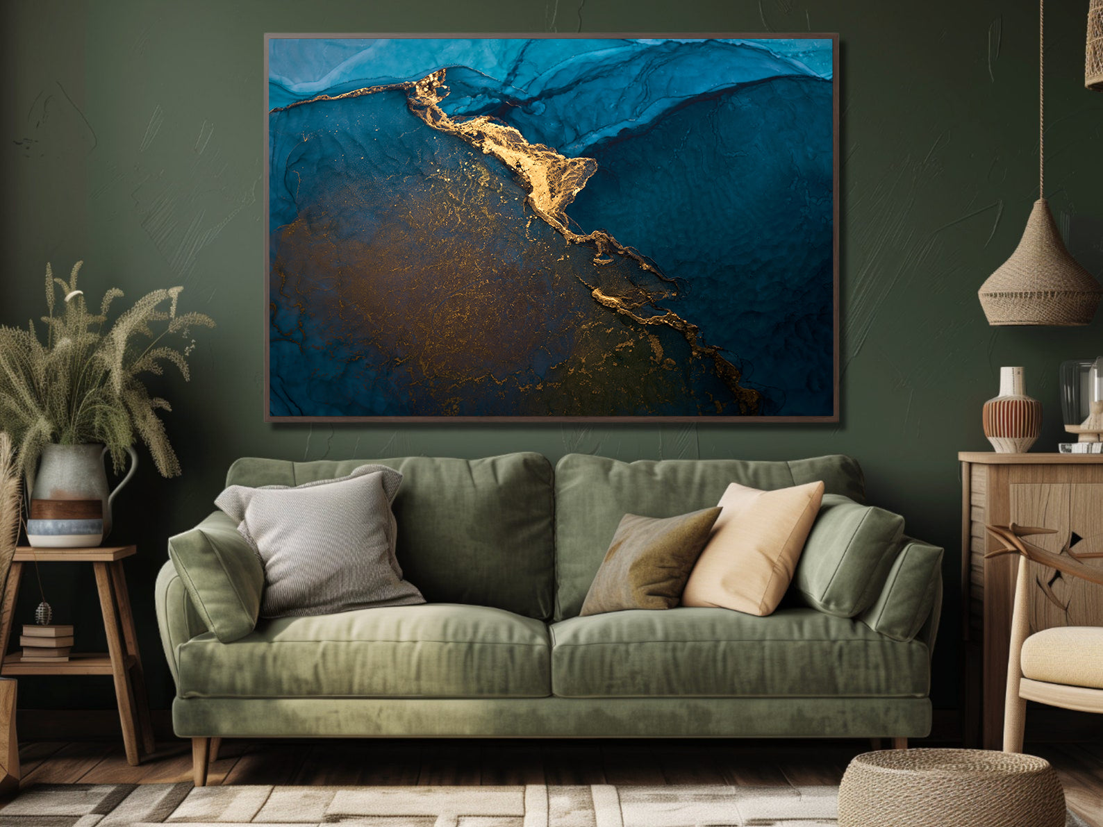 Tablou Canvas - Abstract Albastru Auriu