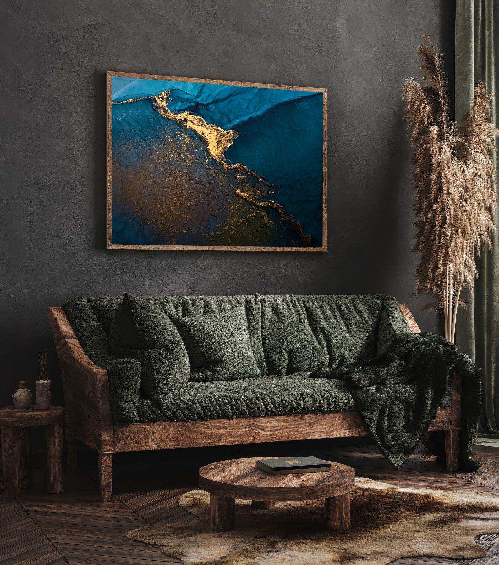 Tablou Canvas - Abstract Albastru Auriu