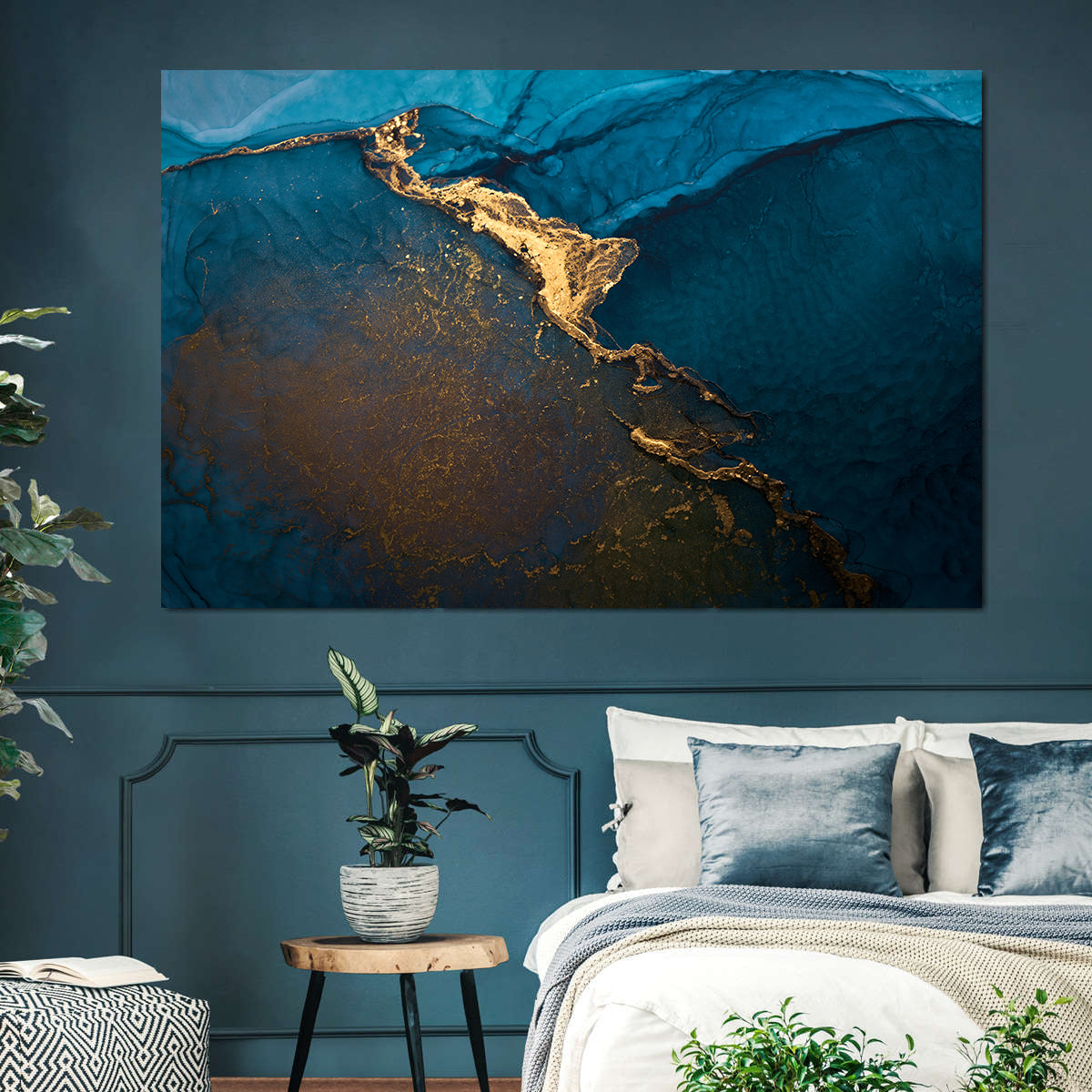 Tablou Canvas - Abstract Albastru Auriu