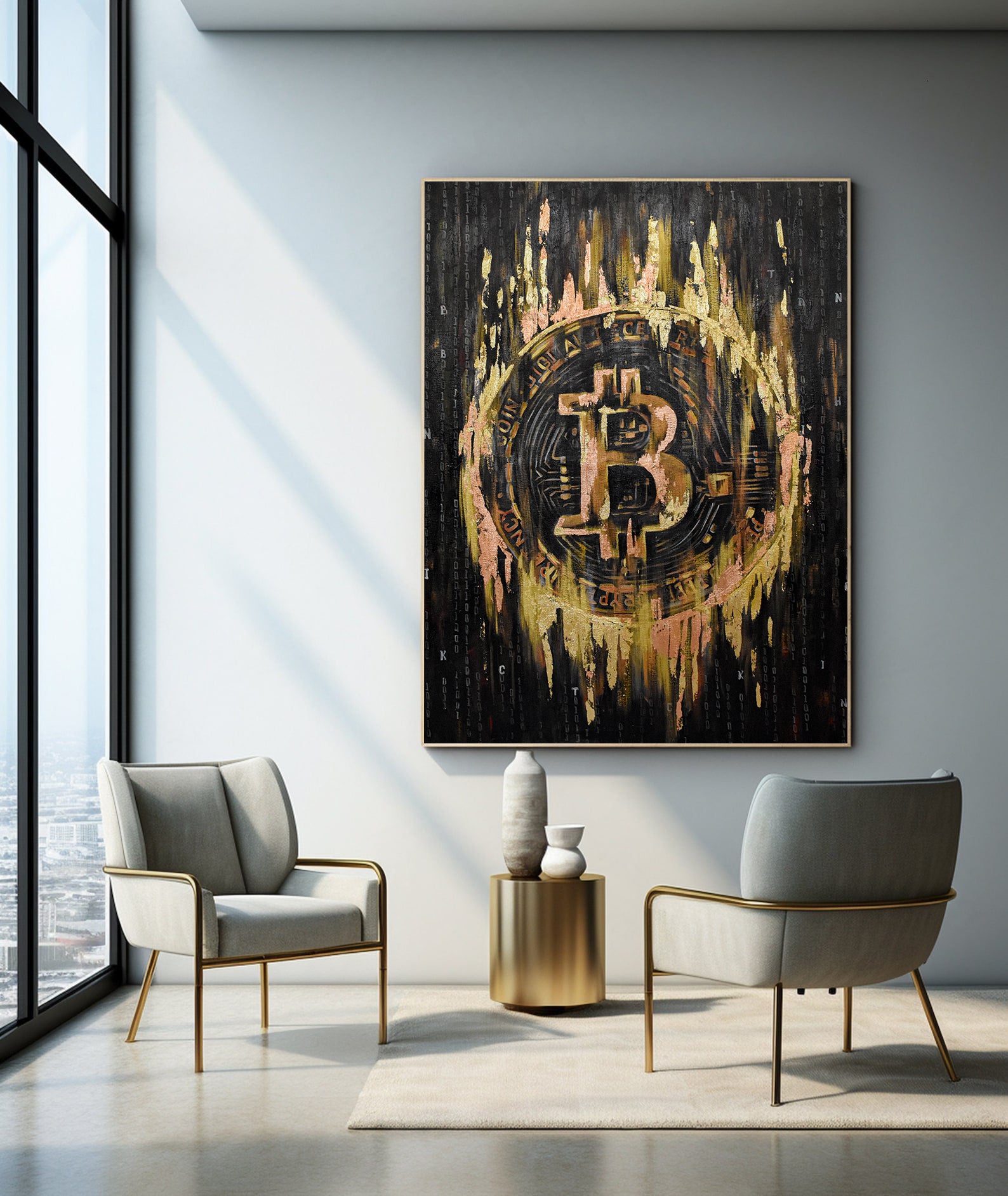 Tablou Canvas - Bitcoin Auriu