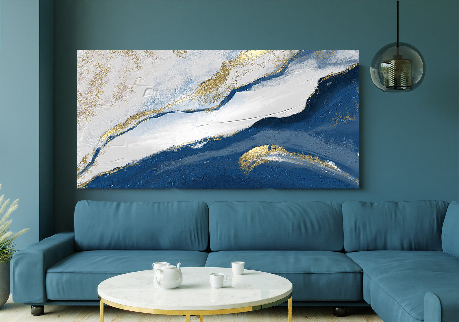Tablou Canvas - Abstract Alb și Albastru