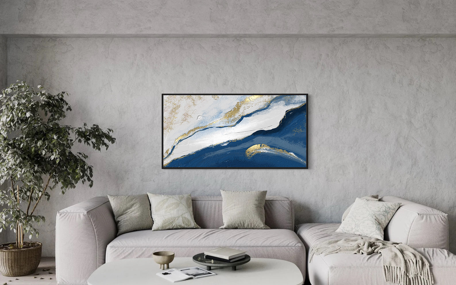 Tablou Canvas - Abstract Alb și Albastru