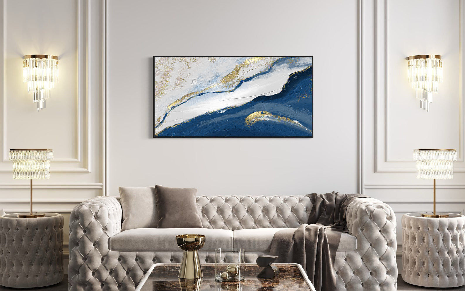 Tablou Canvas - Abstract Alb și Albastru
