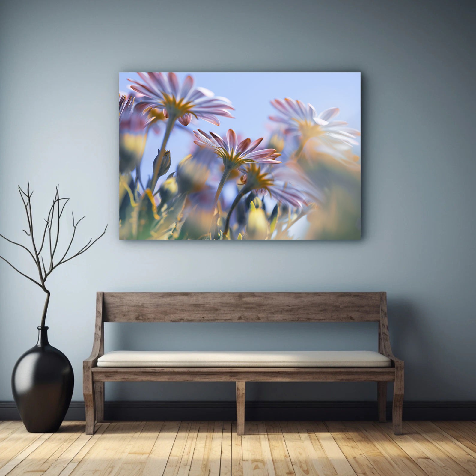 Peinture sur toile - Fleurs roses