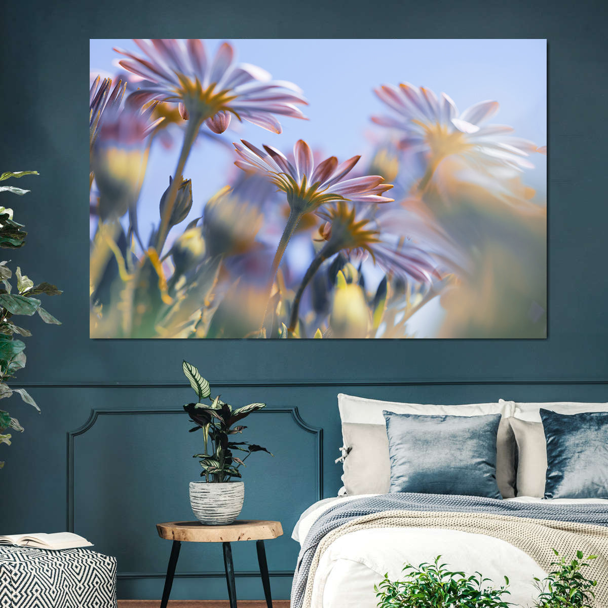 Peinture sur toile - Fleurs roses