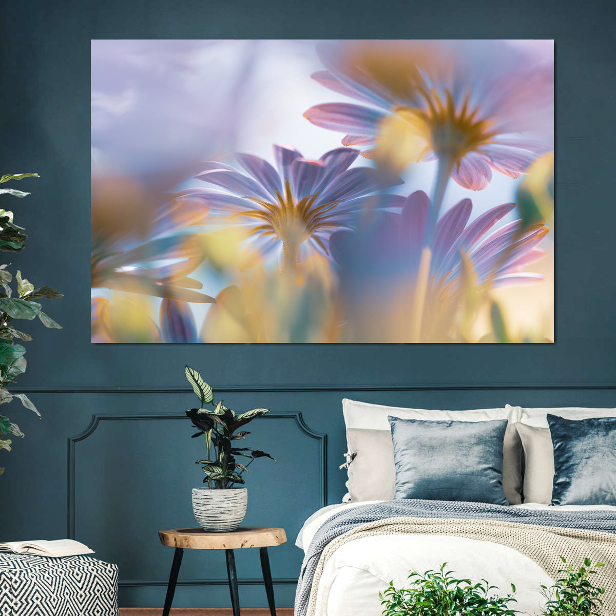 Peinture sur toile - Fleurs roses