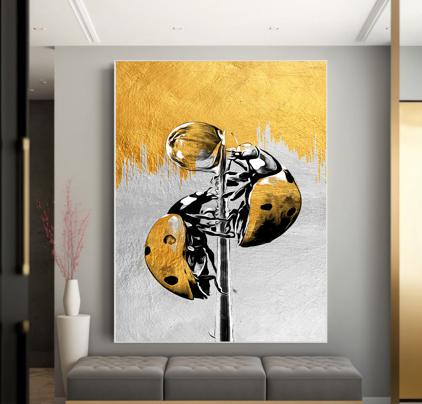 Tableau sur toile - Coccinelle dorée