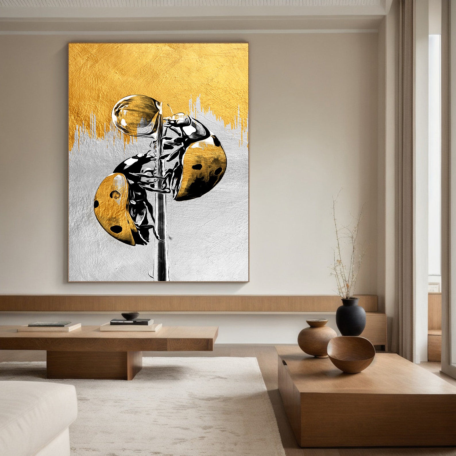 Tableau sur toile - Coccinelle dorée