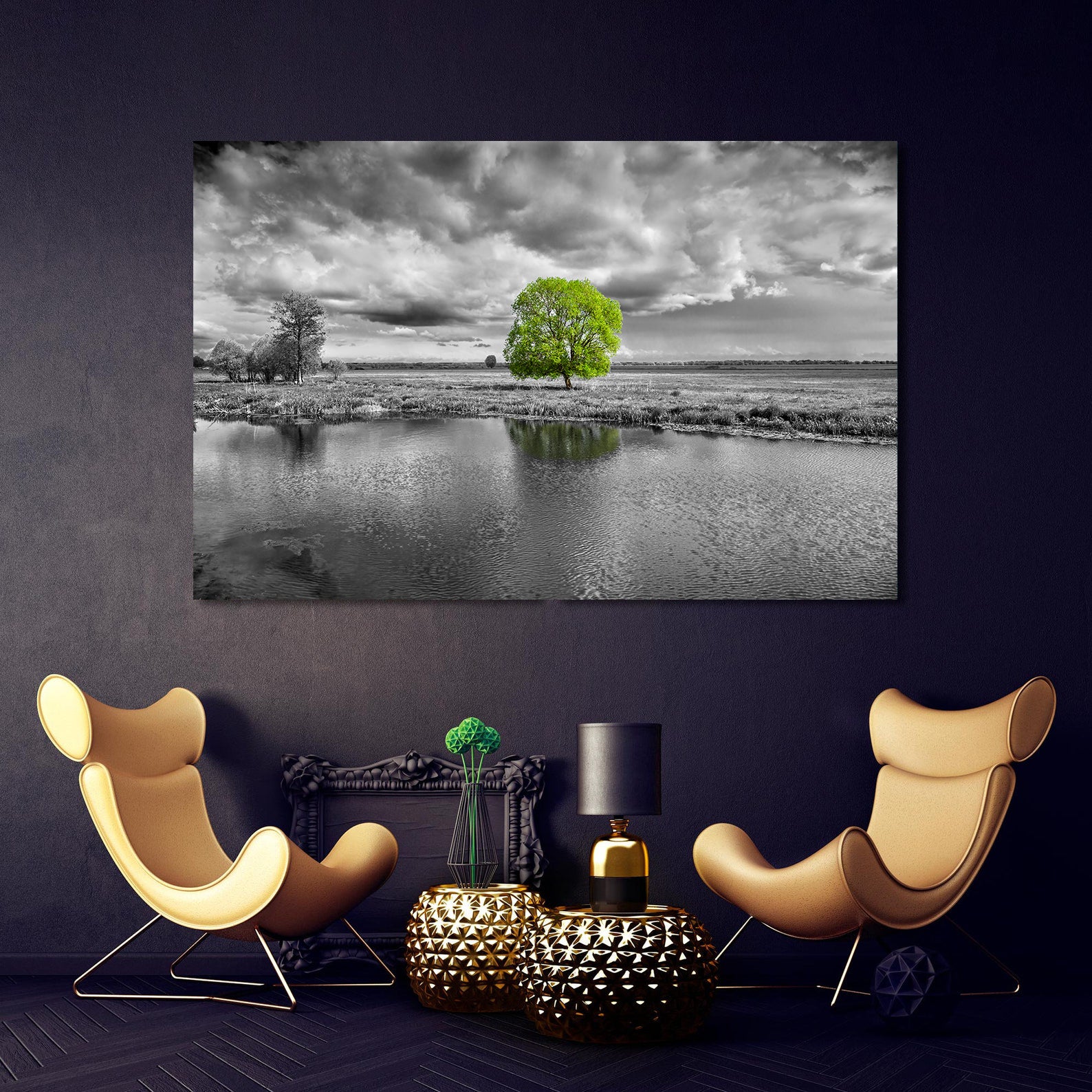 Peinture sur toile - Arbre vert