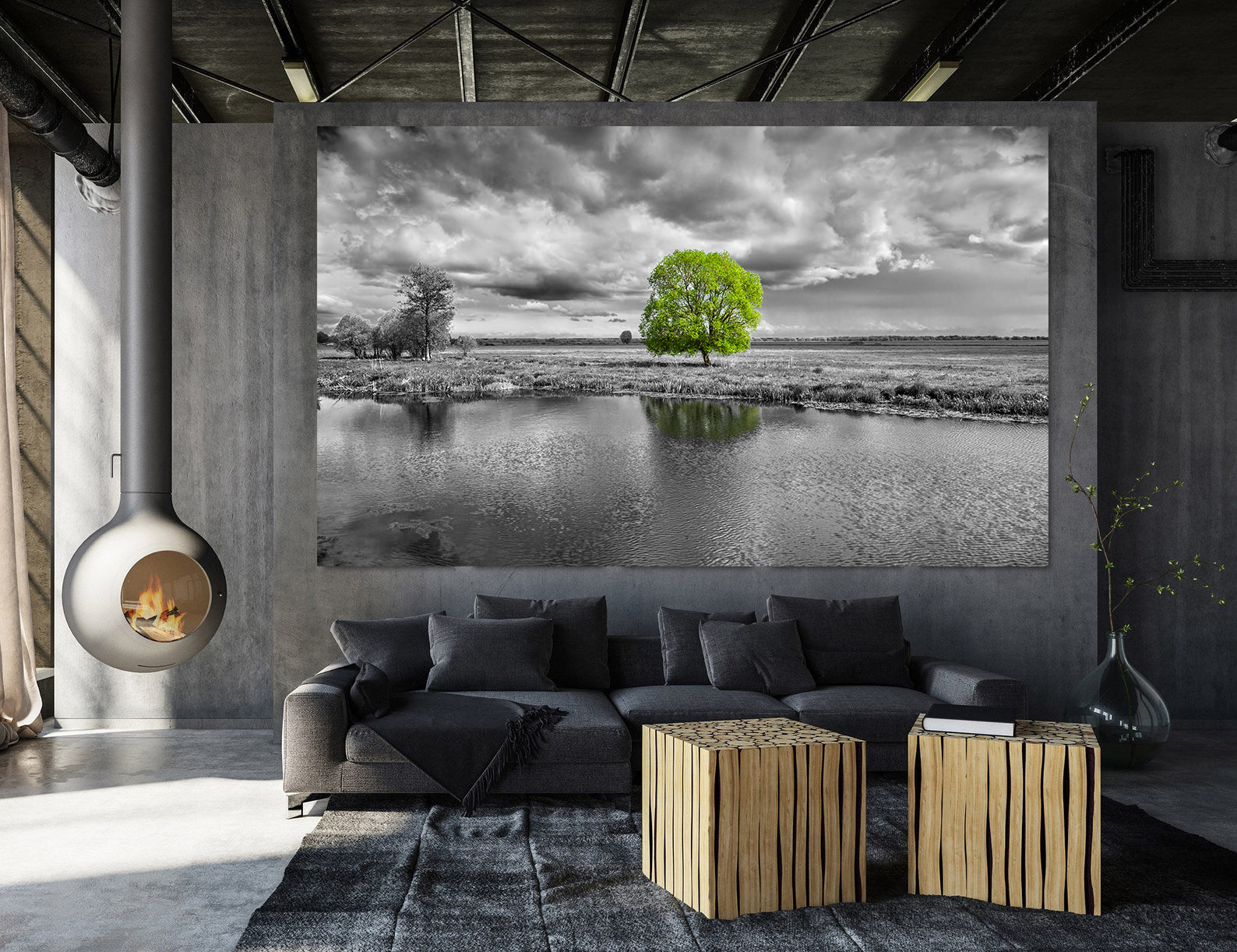 Peinture sur toile - Arbre vert