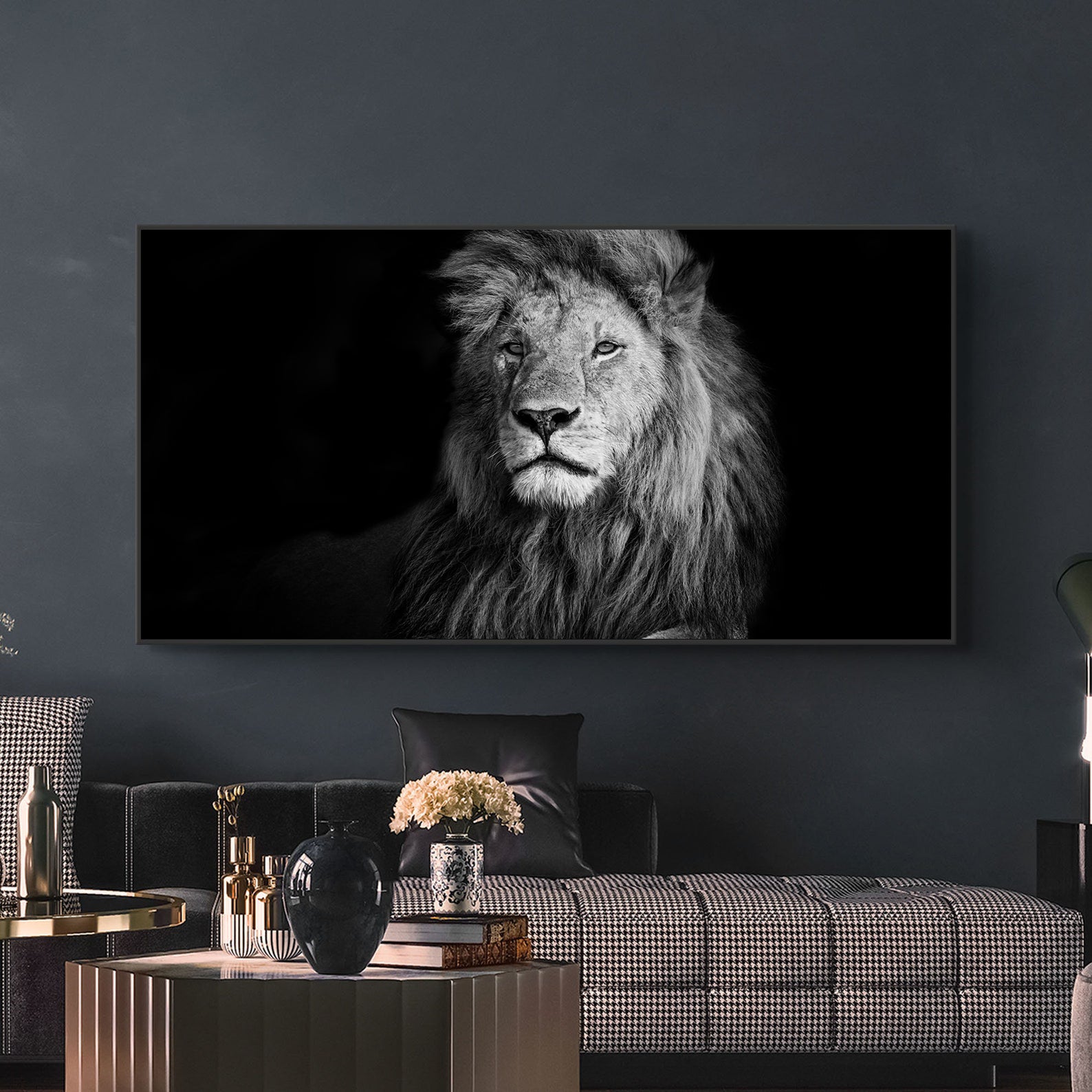 Tablou Canvas - Leu Alb Negru