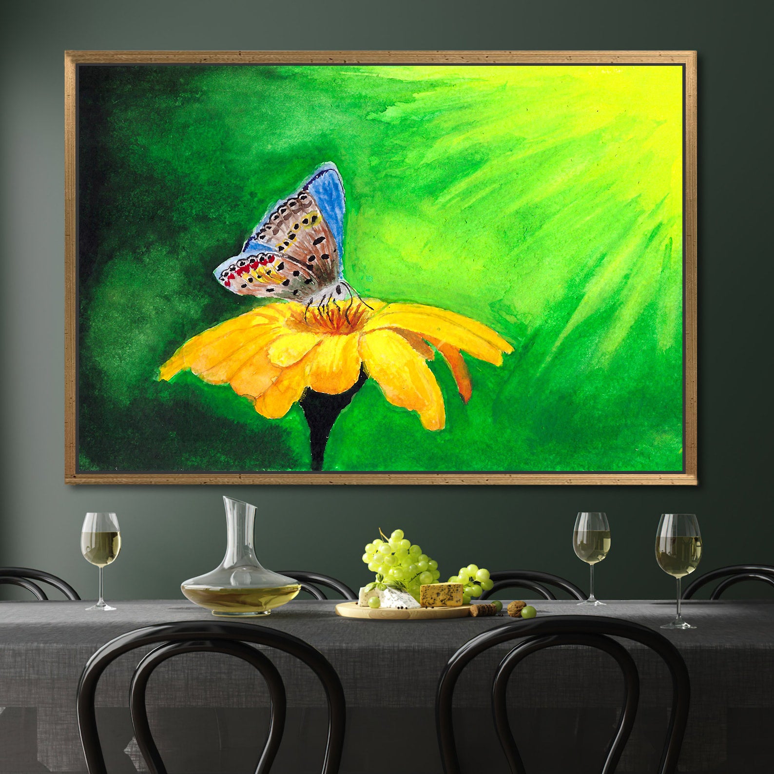 Peinture sur toile - Papillon sur fleur