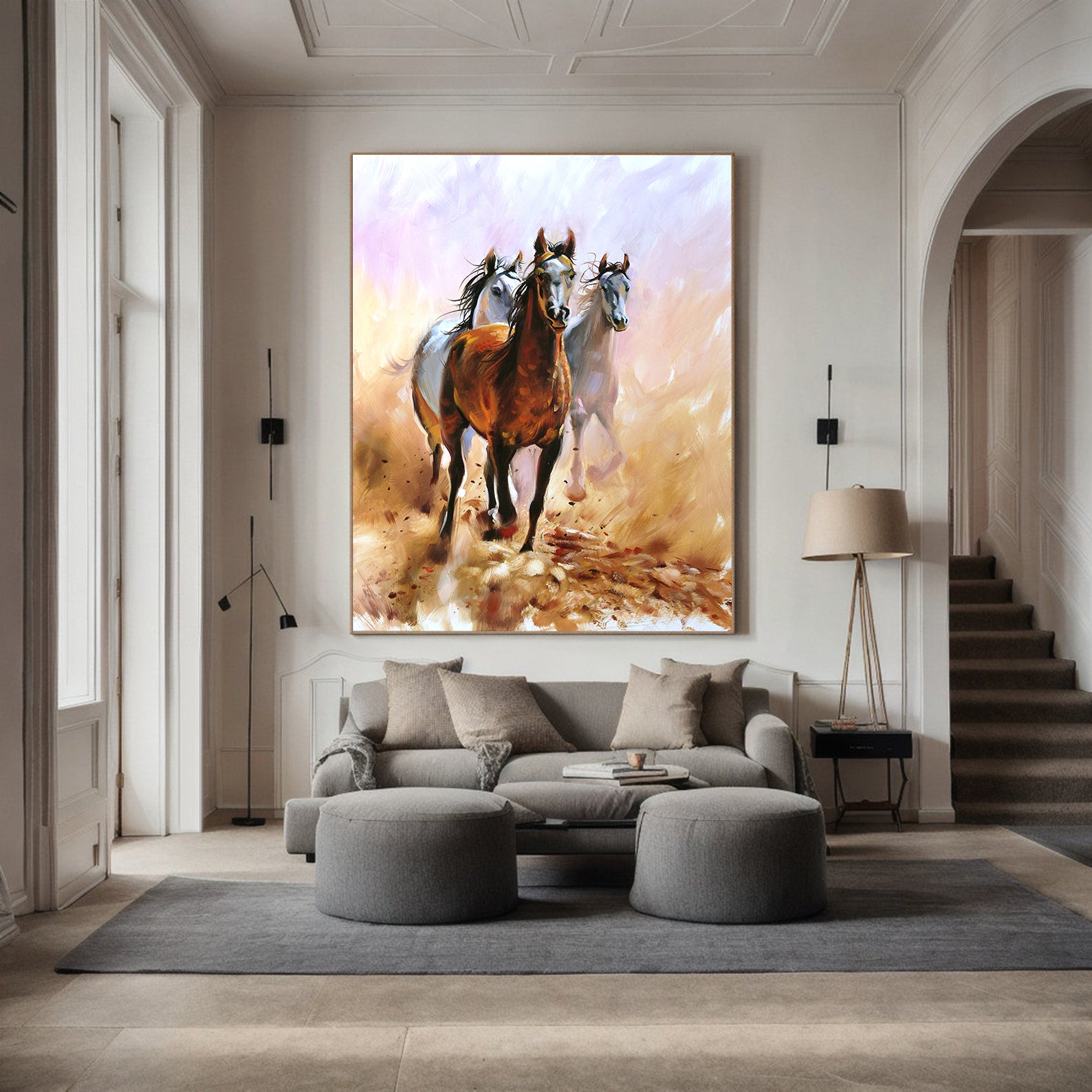 Tablou Canvas - Cai Alergând în Libertate