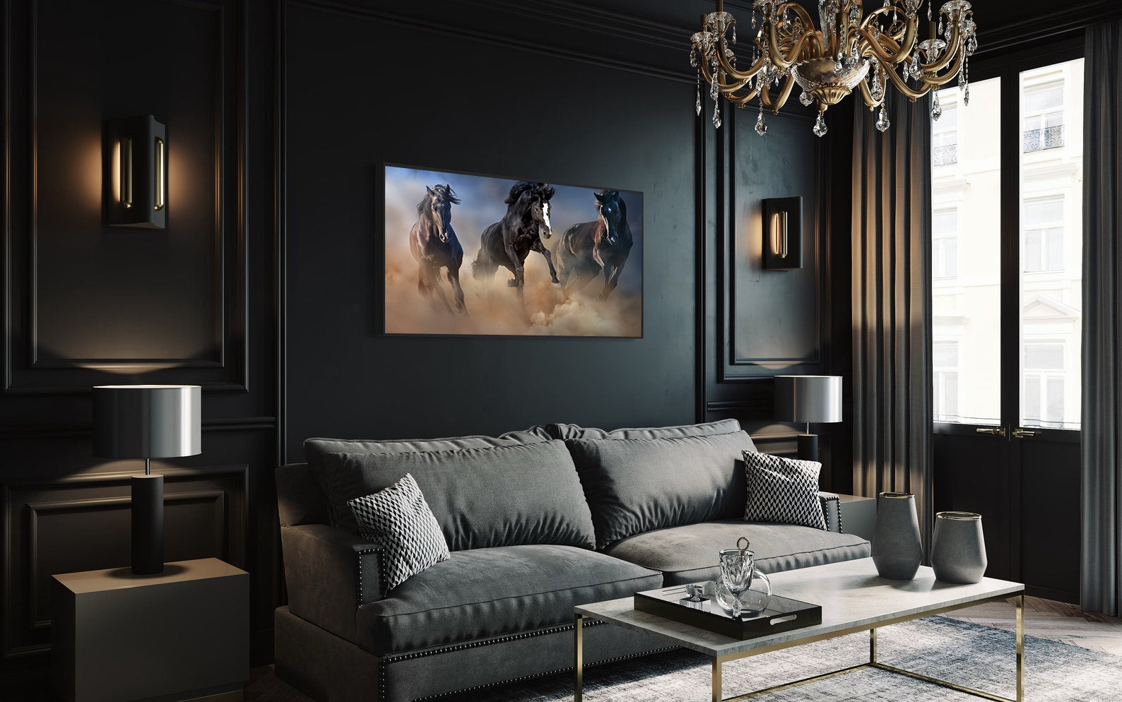 Tablou Canvas - Armăsari Negre
