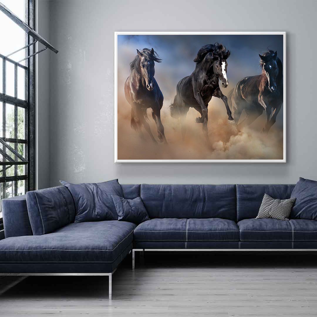 Tablou Canvas - Armăsari Negre