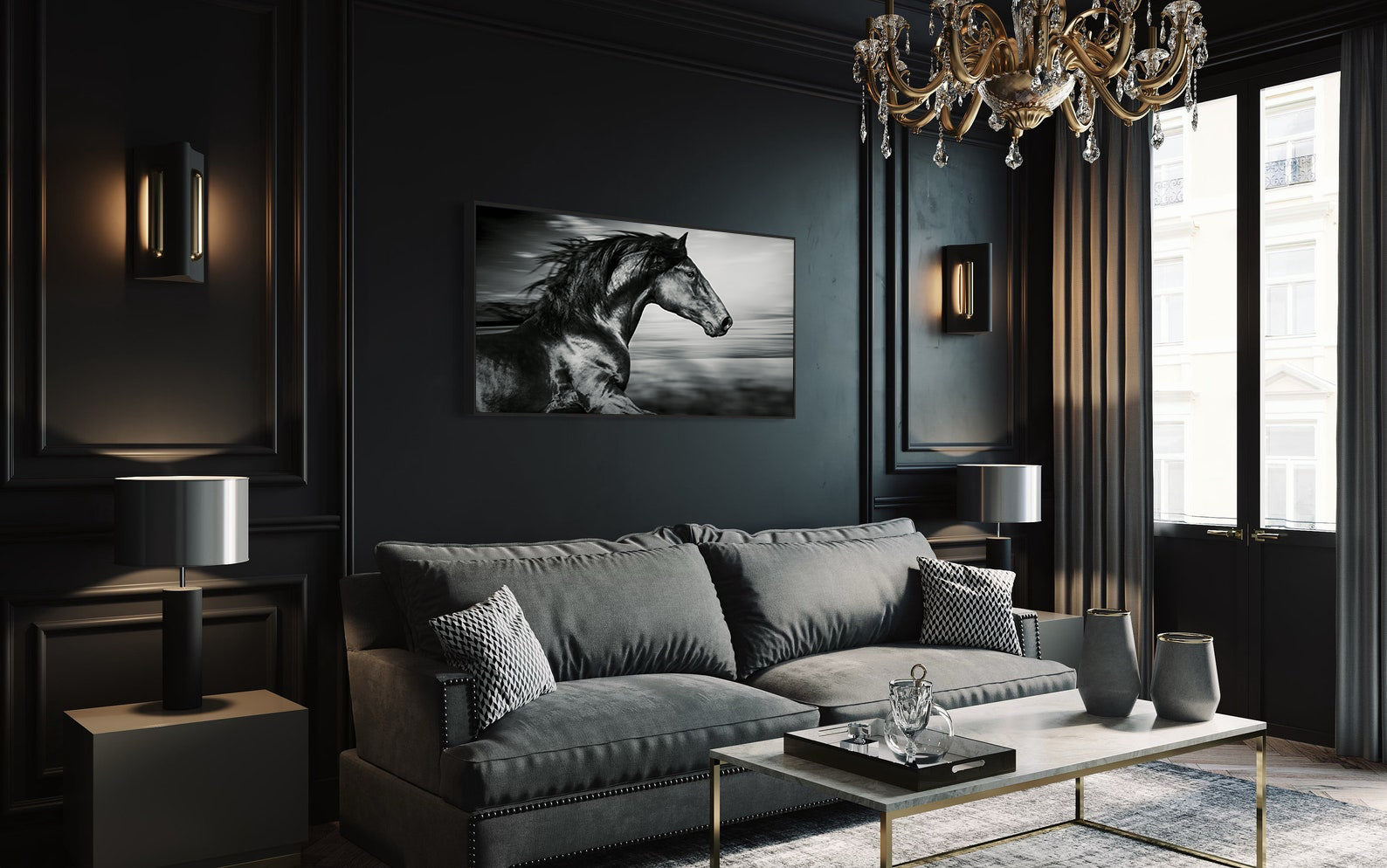 Tablou Canvas - Cal Sportiv Negru