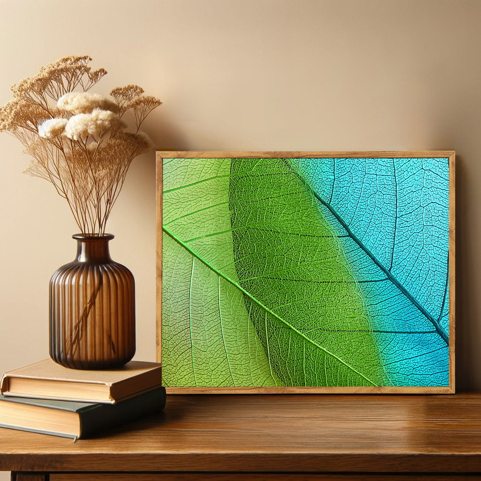 Peinture sur toile - Feuille verte
