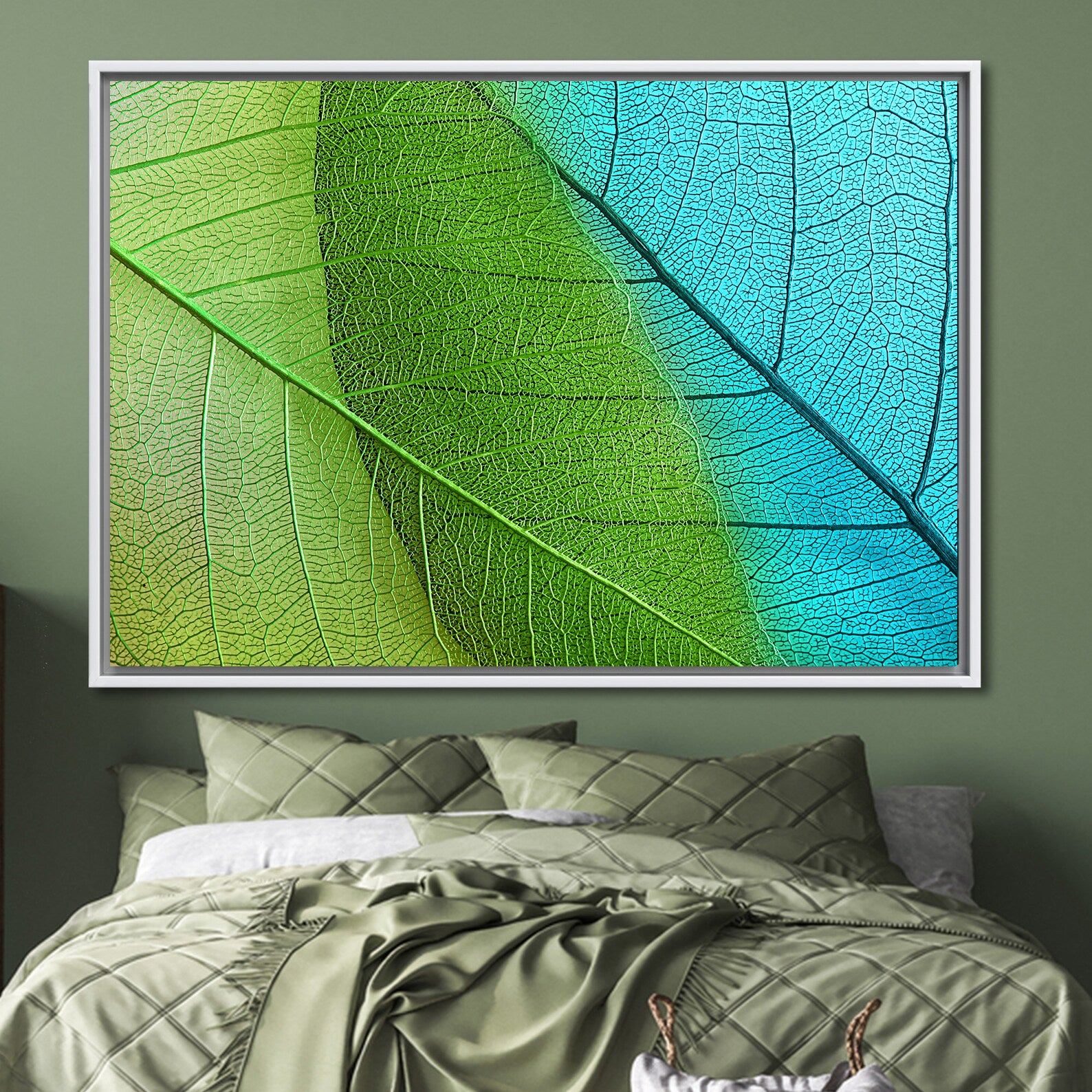 Peinture sur toile - Feuille verte