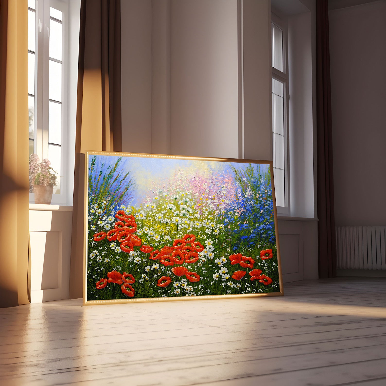 Peinture sur toile - Champ avec fleurs