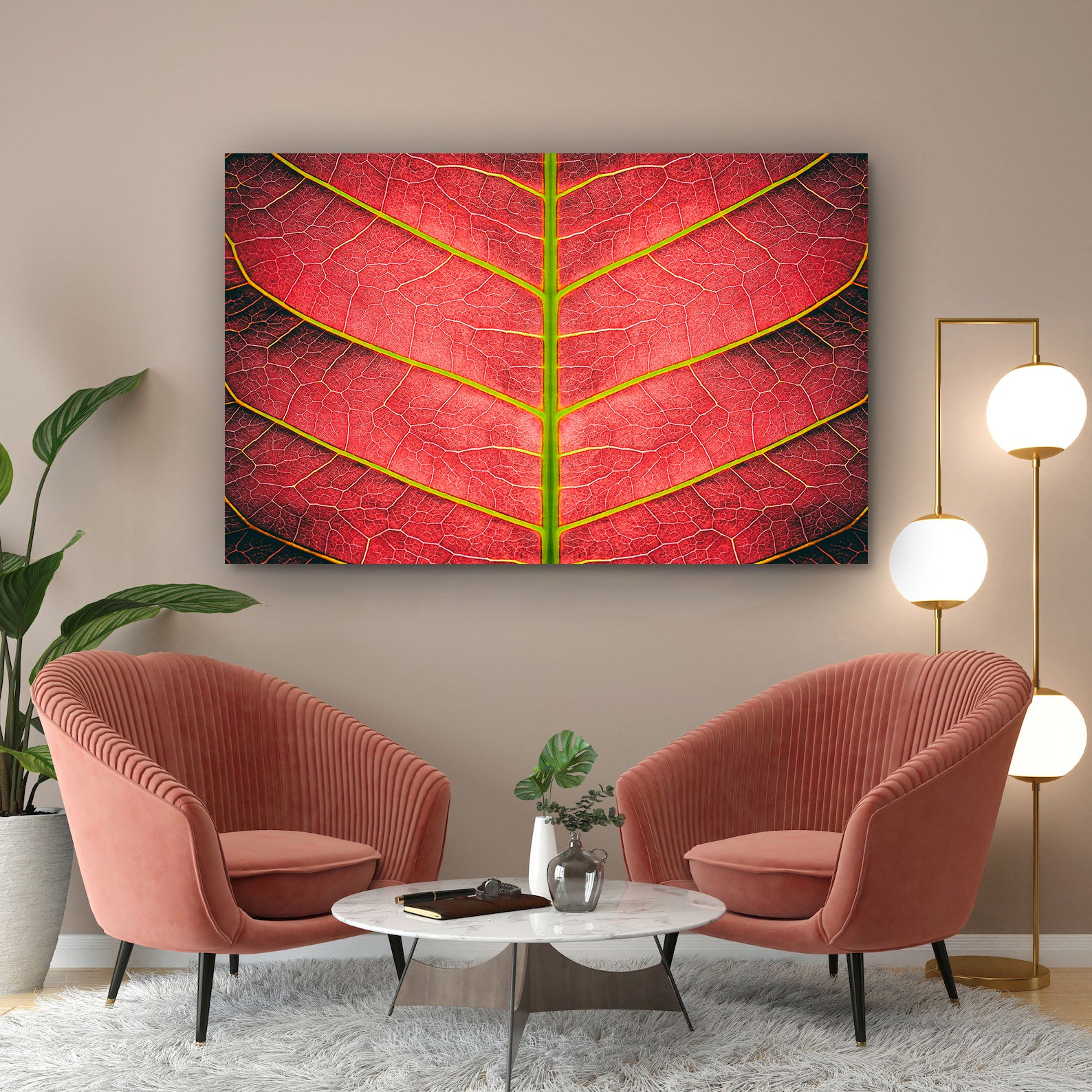 Peinture sur toile – Feuille rouge