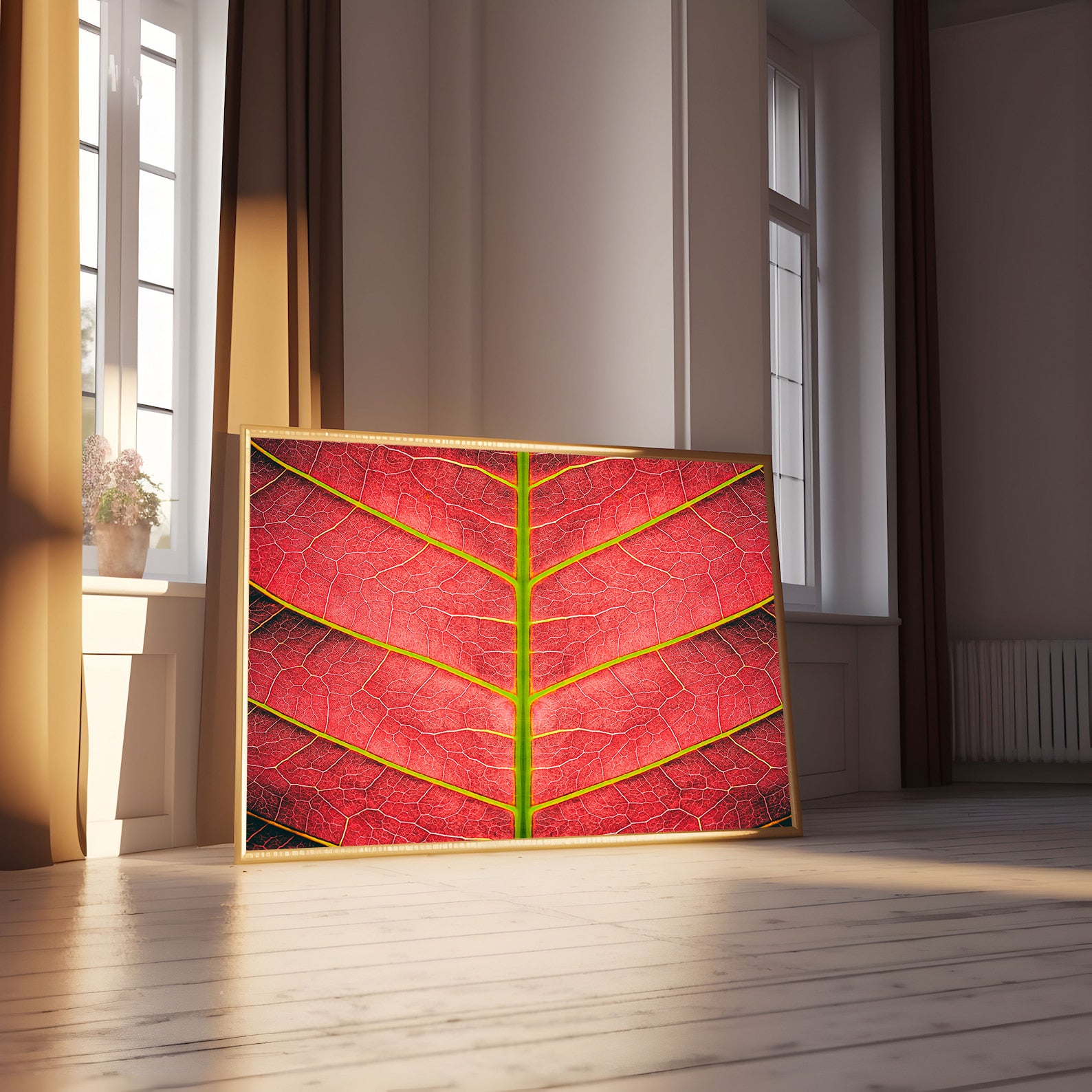 Peinture sur toile – Feuille rouge