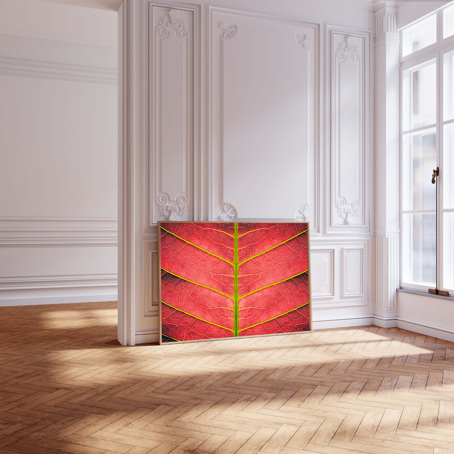 Peinture sur toile – Feuille rouge