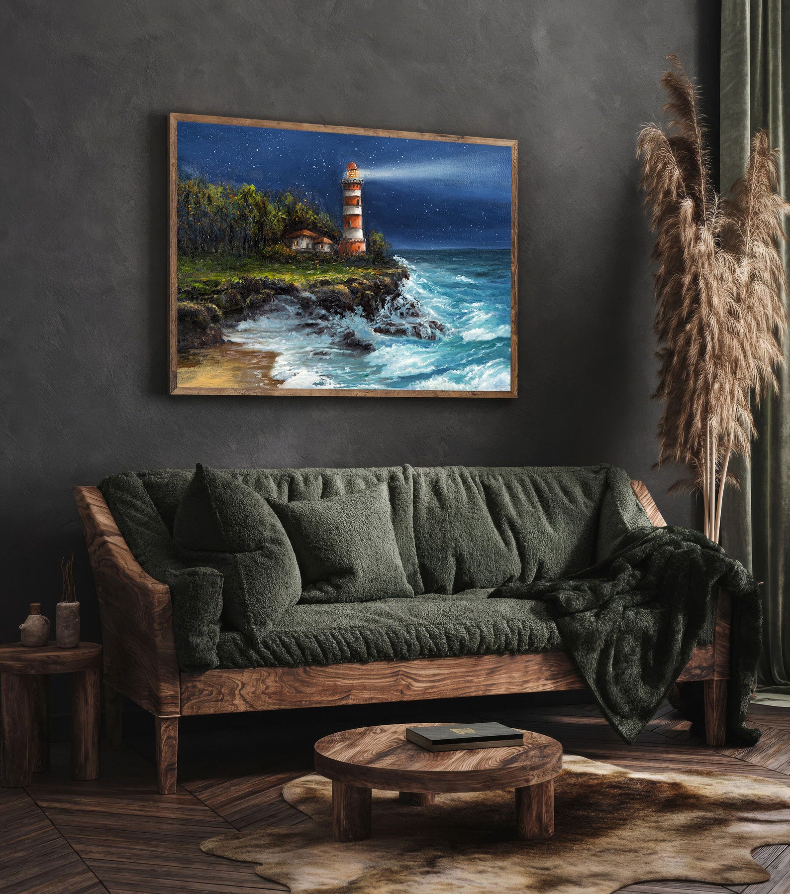 Tablou Canvas - Far la Mare Noaptea