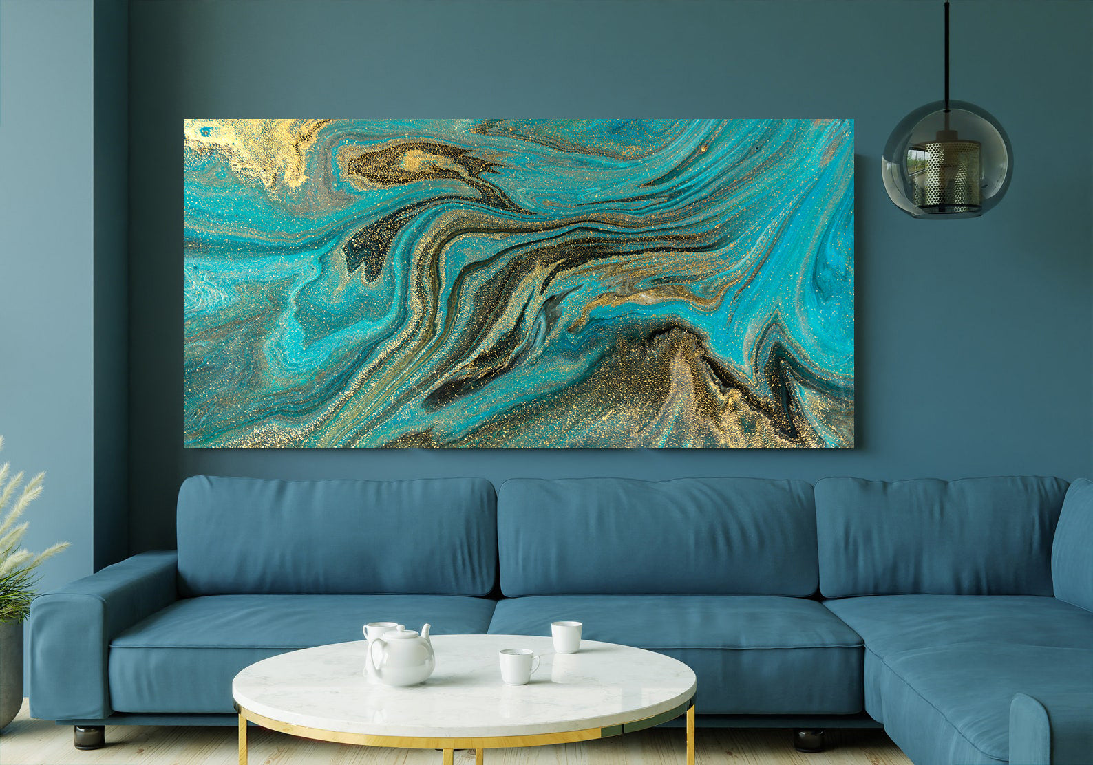 Tablou Canvas - Abstract Verde și Auriu