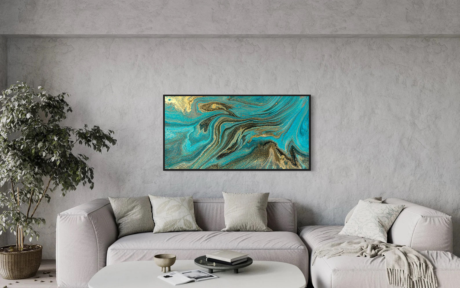 Tablou Canvas - Abstract Verde și Auriu