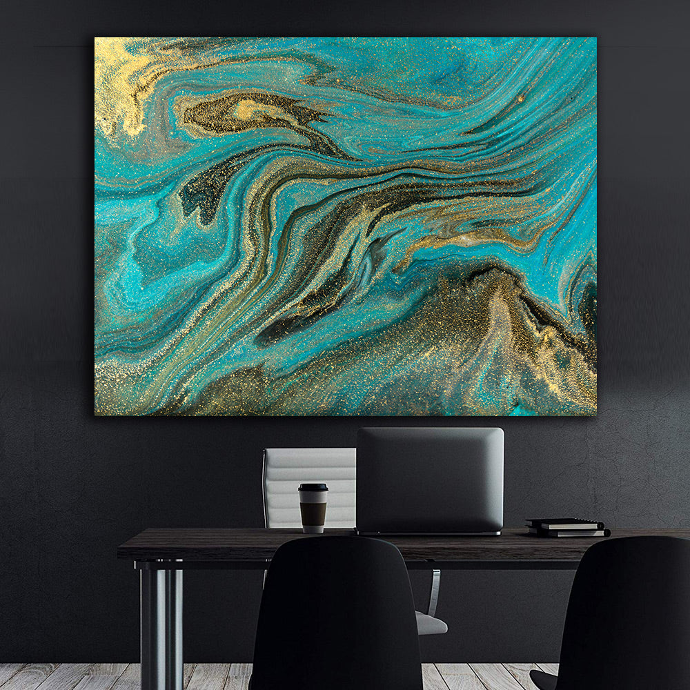 Tablou Canvas - Abstract Verde și Auriu