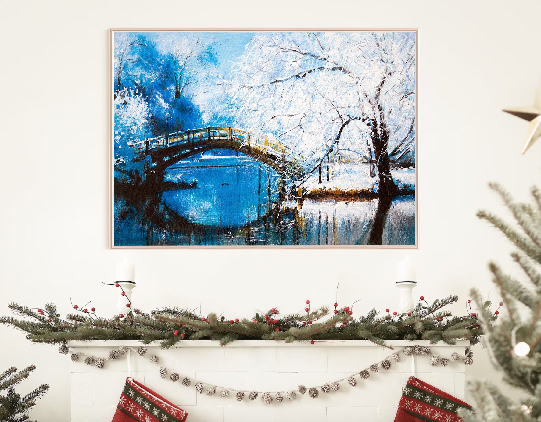 Peinture sur toile - Paysage forestier d'hiver